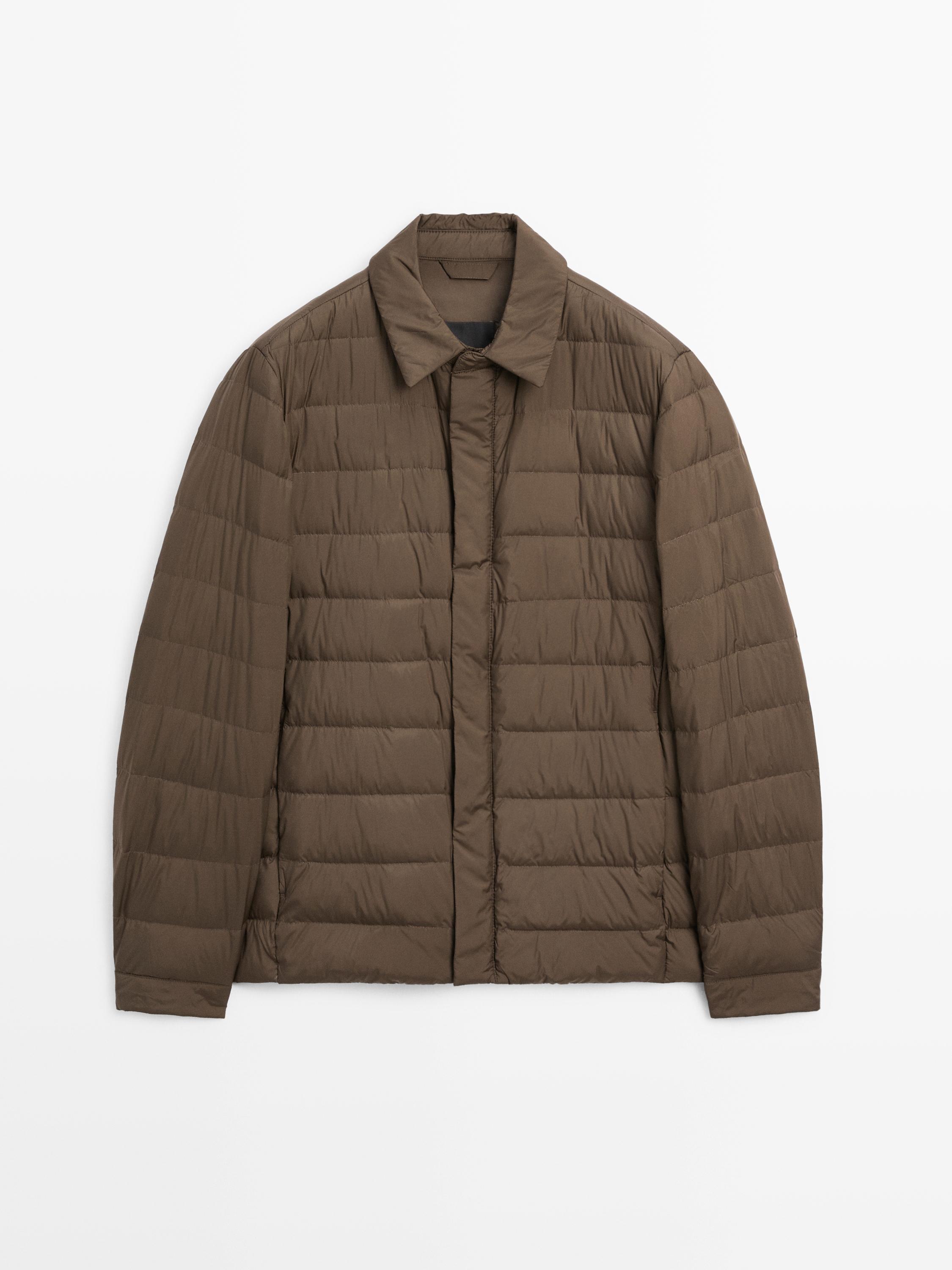 Water-repellent ultra lightweight down blend jacket